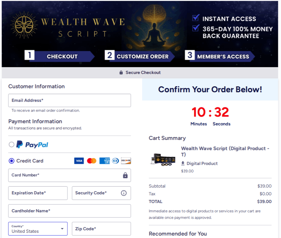Wealth Wave Script Checkout
